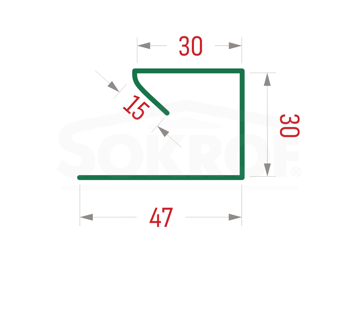 Планка завершающая П-образная (эко-брус, софит) PRINT Античный Дуб 3D 0,5 47*30*30*15*3000