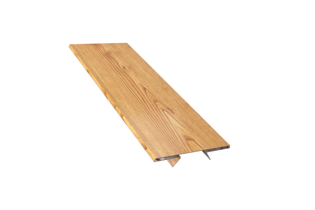 Планка стыковочная составная верхняя (эко-брус, софит) PRINT Свет дерево ОРЕХ 3D 0,5 15*25*25*80*25*25*15*3000