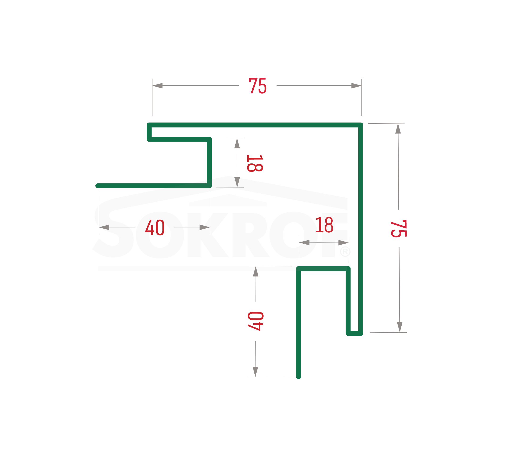 Планка угла внешнего сложная RAL 9003 Стандарт 40*18*18*75*75*18*18*40*3000