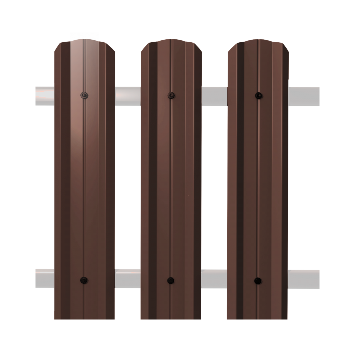 Штакетник М-Профиль широкий фигурный SOKROF Базальт 0,5+ 8017*104*