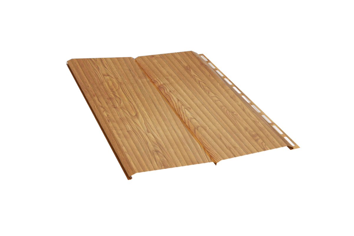 Сайдинг металлический гофрированный Эко-Брус PRINT Светлое дерево, ОРЕХ 3D