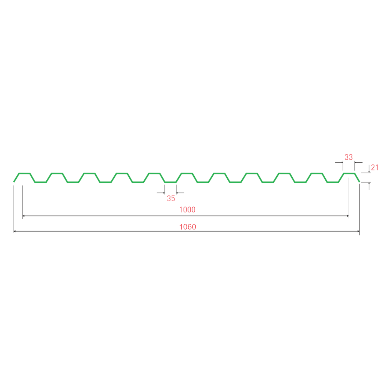 Профнастил RAL 6005 С 21 (ОП)*1000*