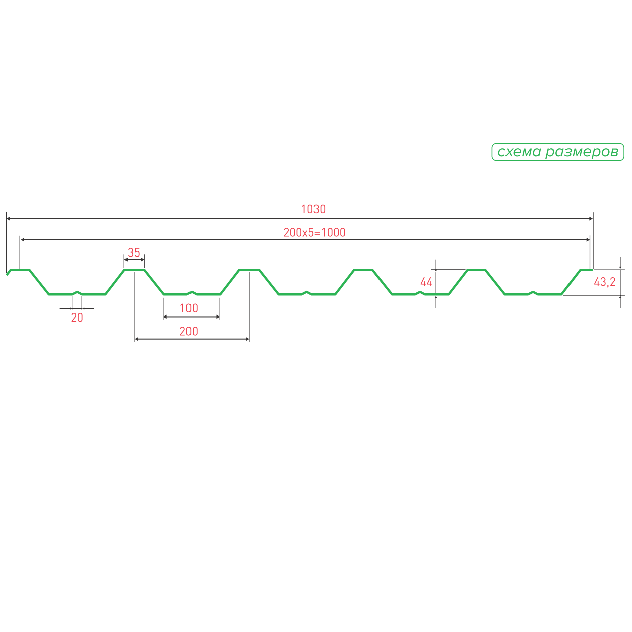 Профнастил RAL 8017 НС 44А Sokrof 0,5*1000*