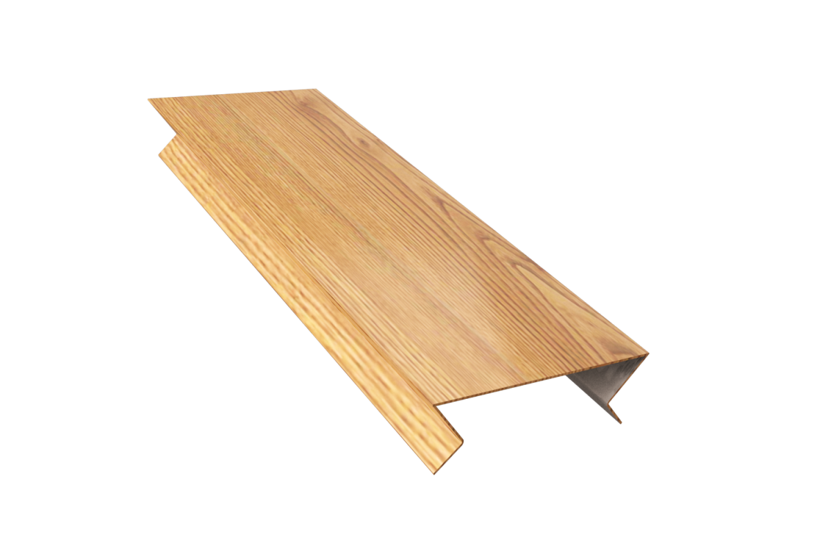 Планка угла внешнего составная нижняя (эко-брус, софит) PRINT Свет дерево ОРЕХ 3D 0,5 20*20*65*20*20*3000