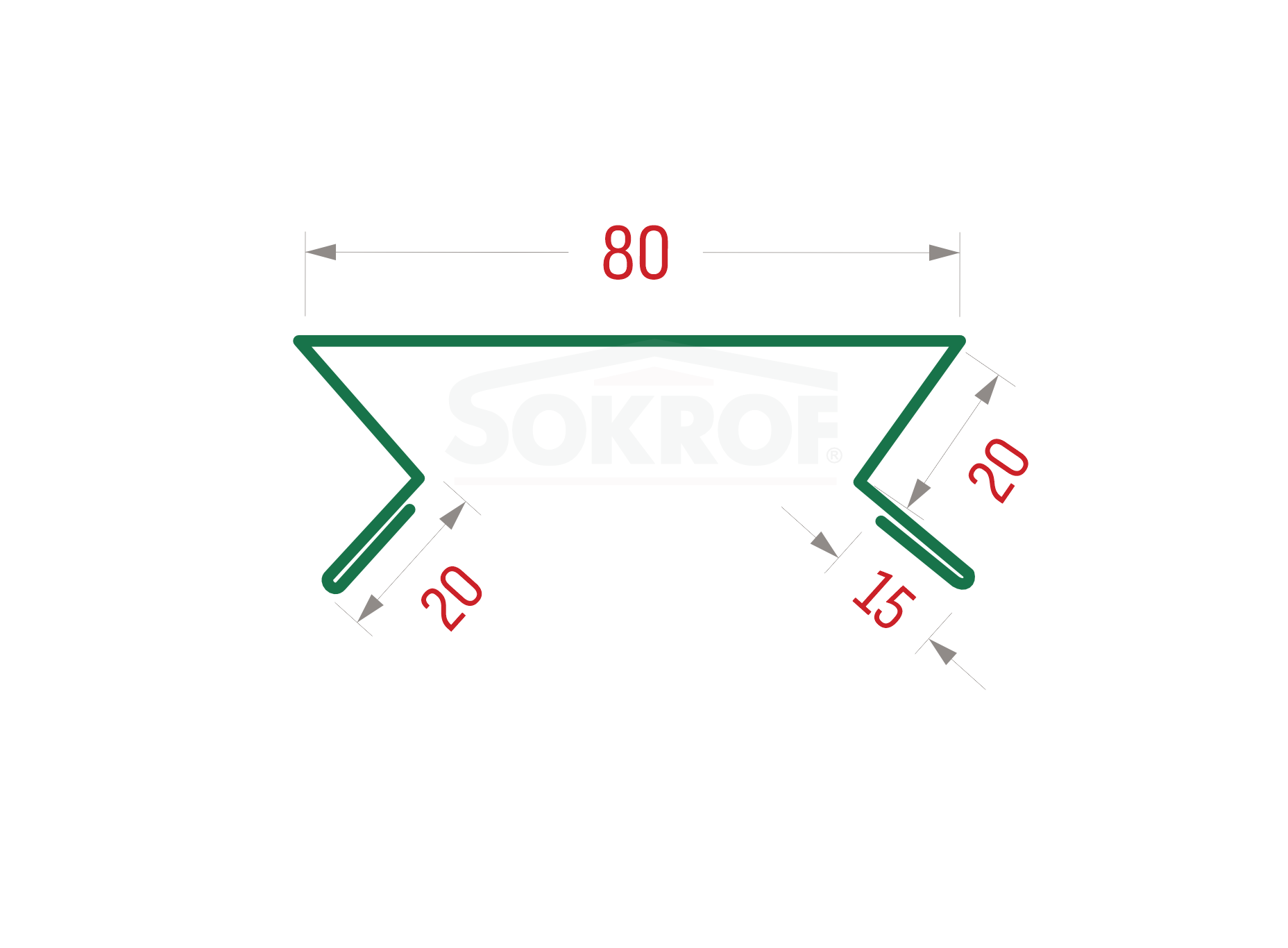 Планка угла внутреннего составная верхняя (эко-брус, софит) RAL 8017 Стандарт 15*20*20*80*20*20*15*3000