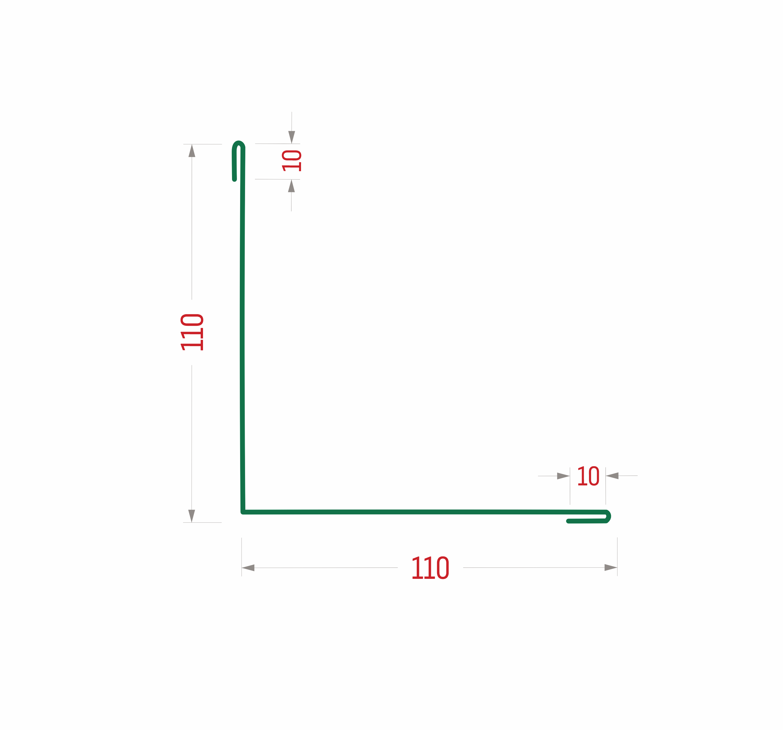 Планка угла внутреннего простая RAL 9003 Стандарт 110*110*3000