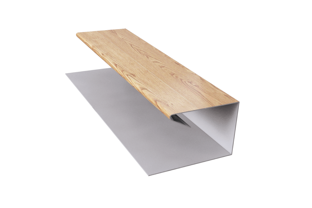 Планка завершающая П-образная (эко-брус, софит) PRINT Свет дерево ОРЕХ 3D 0,5 47*30*30*15*3000