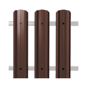 Штакетник М-Профиль широкий фигурный SOKROF Базальт 0,5+ 8017*104*