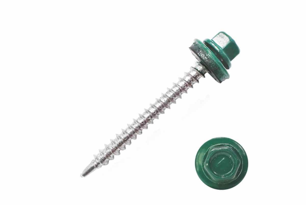 Саморезы кровельные 4,8х51 RAL6005 (упаковка 150 шт)