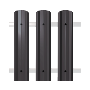 Штакетник М-Профиль широкий фигурный SOKROF Базальт 0,5+ 7024*104*