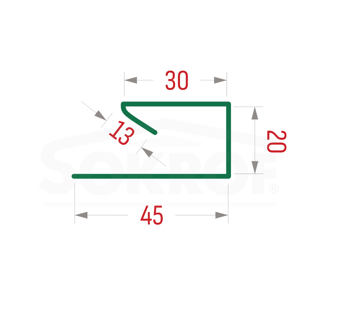 Планка завершающая П-образная PRINT Античный Дуб 0,5 45*20*30*13*3000